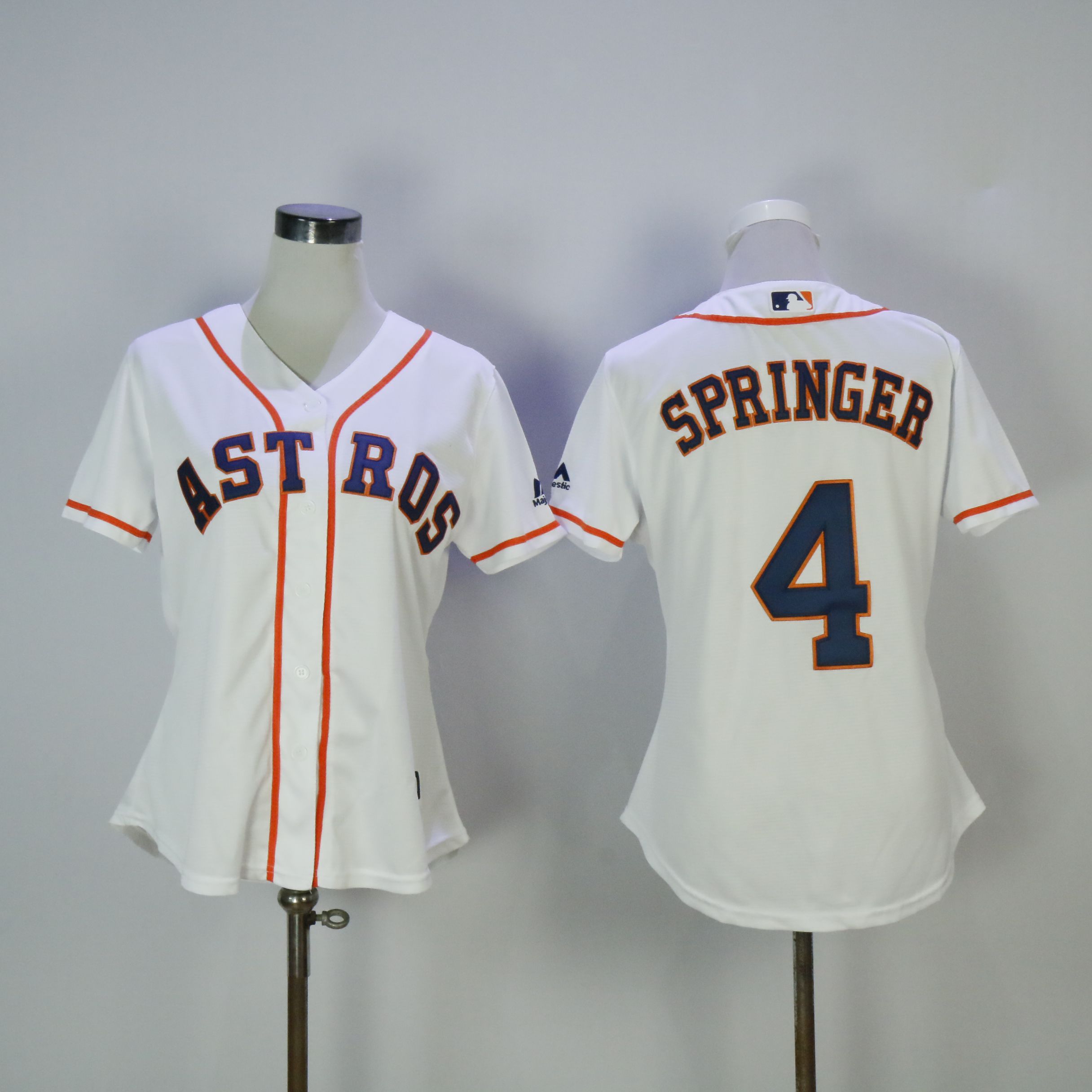 Women Houston Astros #4 Springer White MLB Jerseys